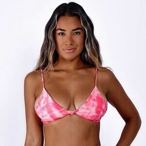 Skatie Pink Tie-Dye Triangle Bikini Top